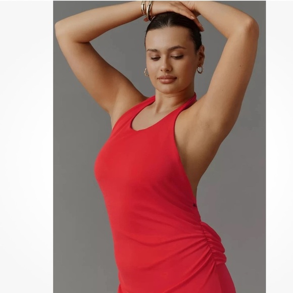 NWT Anthropologie Slinky Knit Halter Dress 2X Red Backless Cocktail Party Sheath - Picture 3 of 10